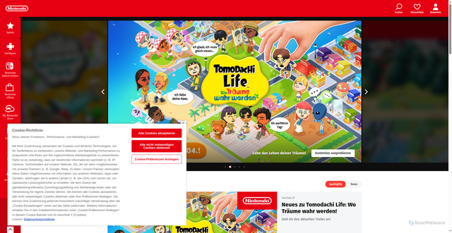 Security scan screenshot of https://nintendo.at