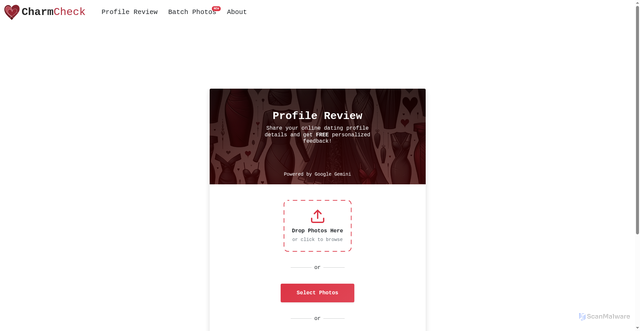 Security scan screenshot of https://charm-check.pages.dev/profile-review
