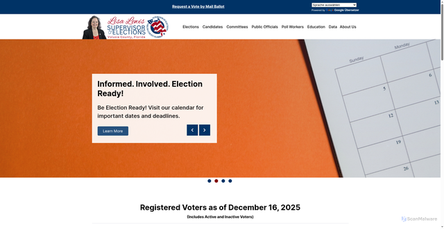 Security scan screenshot of https://www.volusiaelections.gov/