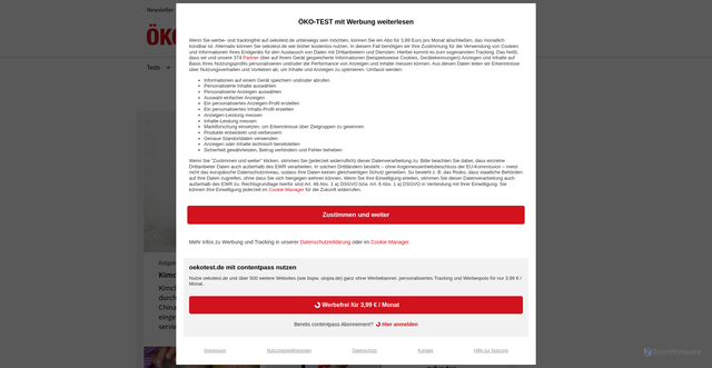 Security scan screenshot of https://oekotest.de
