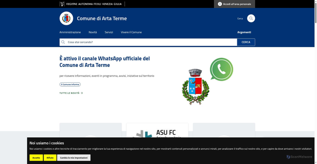 Security scan screenshot of https://www.comune.arta-terme.ud.it/