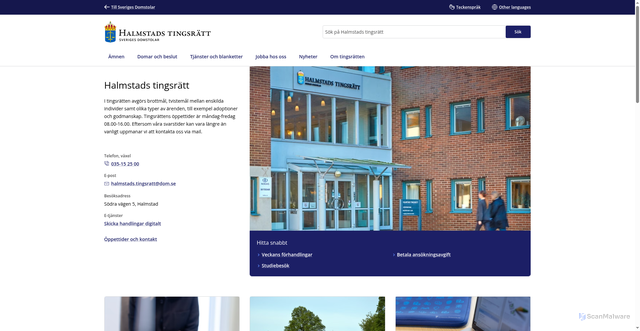 Security scan screenshot of https://www.domstol.se/halmstads-tingsratt/