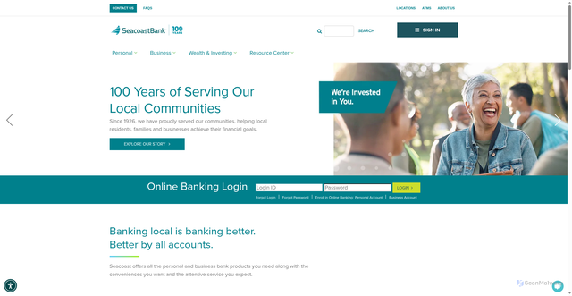 Security scan screenshot of https://seacoastbank.com