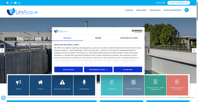 Security scan screenshot of https://www.uniacque.bg.it/home/