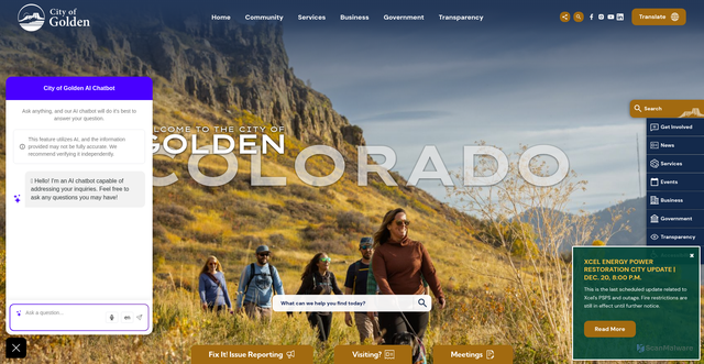 Security scan screenshot of https://www.cityofgolden.gov/