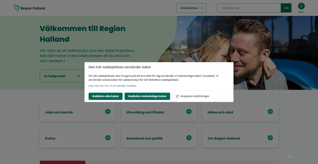 Security scan screenshot of https://regionhalland.se