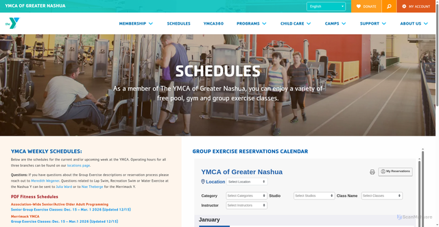 Security scan screenshot of https://nmymca.org/schedules/