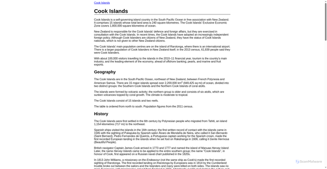 Security scan screenshot of https://citypages.neocities.org/cook_islands