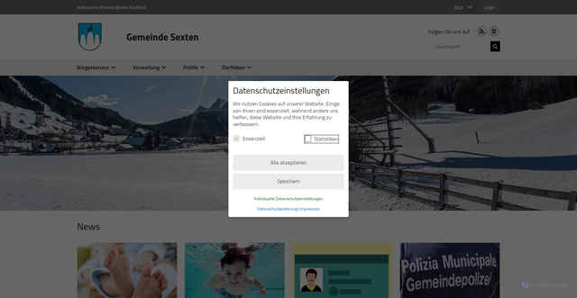 Security scan screenshot of https://www.comune.sesto.bz.it/de