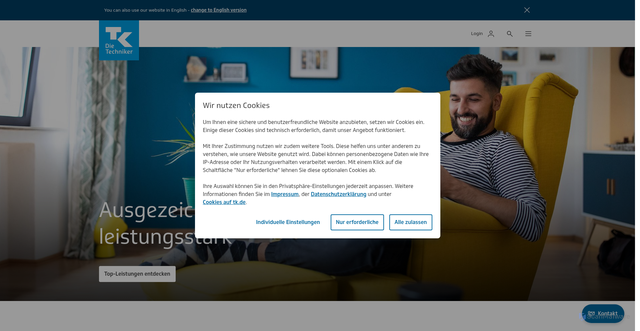 Security scan screenshot of http://www.tk.de