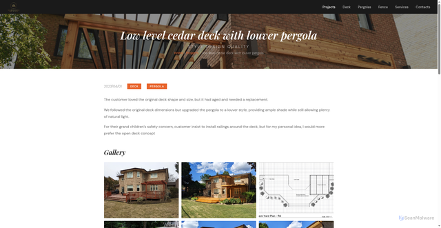 Security scan screenshot of https://ykwoodworking.pages.dev/projects/low-level-cedar-deck-with-louver-pergola