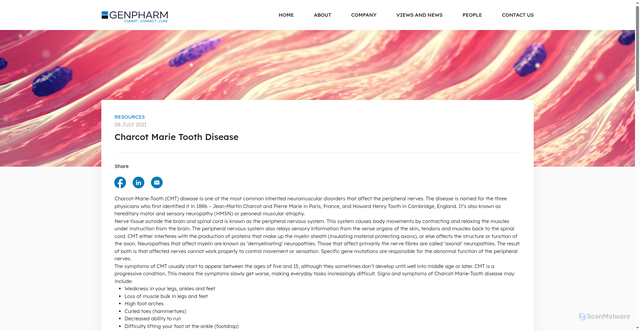 Security scan screenshot of https://www.genpharmservices.com/resources/charcot-marie-tooth-disease/