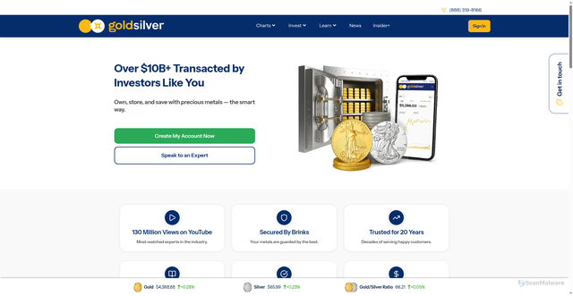 Security scan screenshot of https://goldsilver.com
