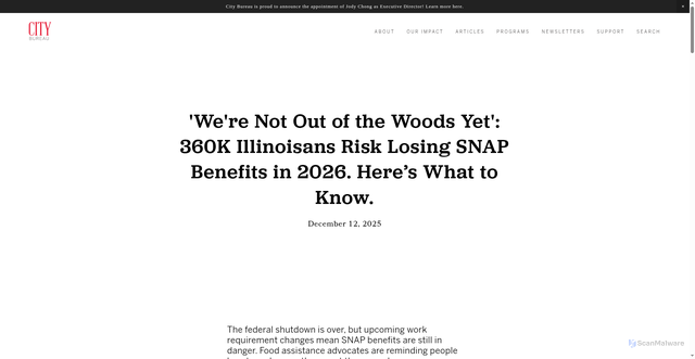 Security scan screenshot of https://www.citybureau.org/newswire/2025/12/12/snap-new-work-requirements-illinois-what-to-know