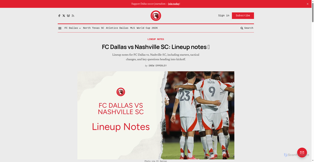 Security scan screenshot of https://www.bigdsoccer.com/fc-dallas-vs-nashville-sc-lineup-notes-february-2026/