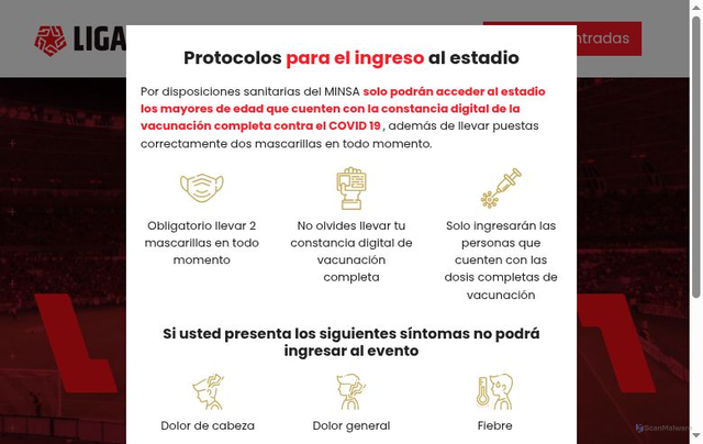 Security scan screenshot of https://liga1betsson.joinnus.com/