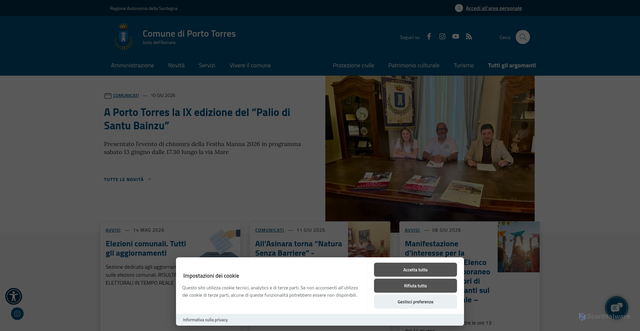 Security scan screenshot of https://www.comune.porto-torres.ss.it