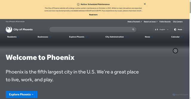 Security scan screenshot of https://www.phoenix.gov/
