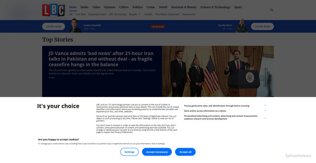 Security scan screenshot of https://lbc.co.uk