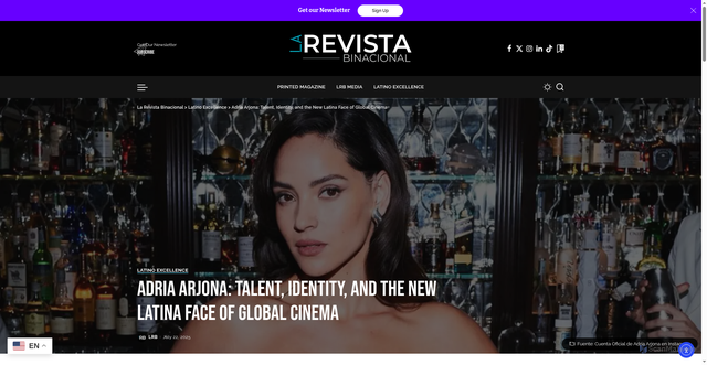 Security scan screenshot of https://larevistabinacional.com/latino-excellence/adria-arjona-talent-identity-and-the-new-latina-face-of-global-cinema/