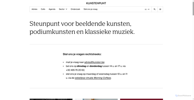 Security scan screenshot of https://kunsten.be