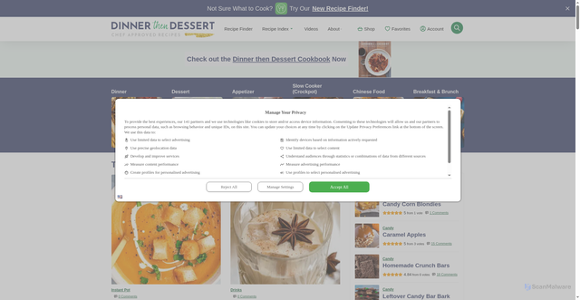 Security scan screenshot of https://dinnerthendessert.com