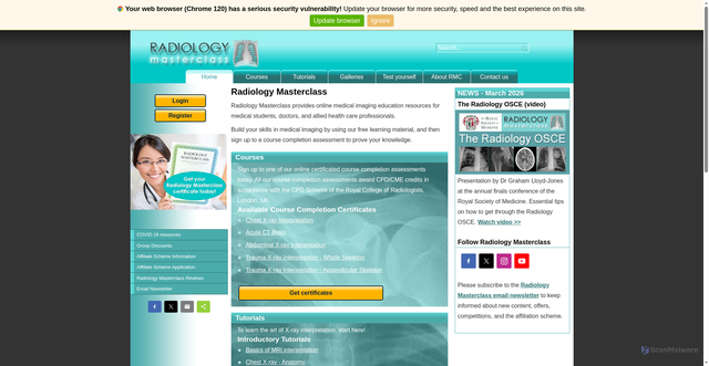 Security scan screenshot of https://radiologymasterclass.co.uk
