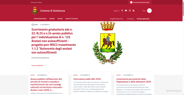 Security scan screenshot of https://www.comune.giulianova.te.it/