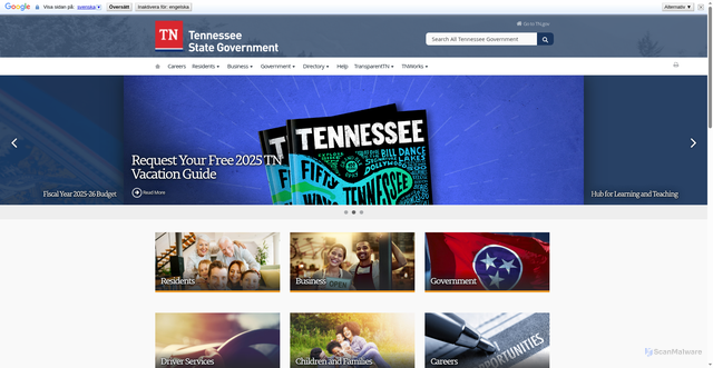 Security scan screenshot of http://mytennessee.gov/
