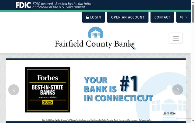 Security scan screenshot of https://www.fairfieldcountybank.com/