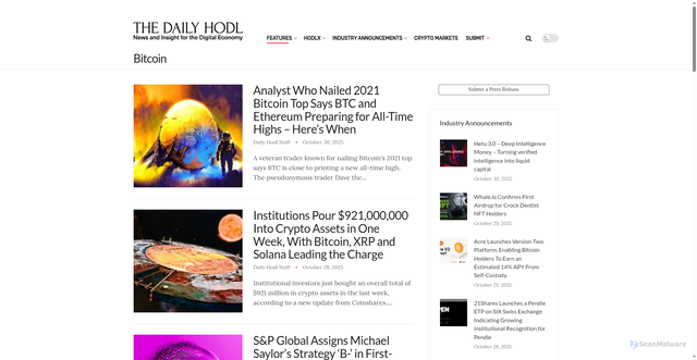 Security scan screenshot of https://dailyhodl.com/bitcoin-news/