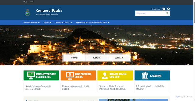 Security scan screenshot of https://www.comune.patrica.fr.it