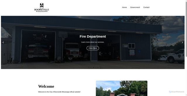 Security scan screenshot of https://booneville-ms.gov/
