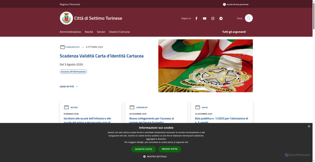 Security scan screenshot of https://www.comune.settimo-torinese.to.it/it