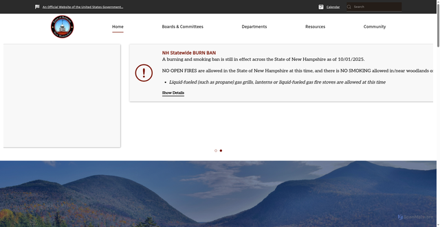 Security scan screenshot of https://belmontnh.gov/