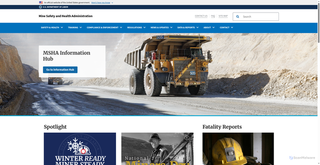 Security scan screenshot of https://www.msha.gov/