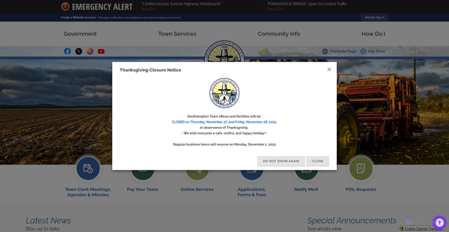Security scan screenshot of https://southamptontownny.gov/