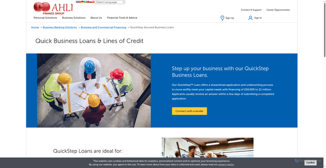 Security scan screenshot of http://ahilfinance.com/business-solutions/business-commercial-financing/quickstep-loans.html