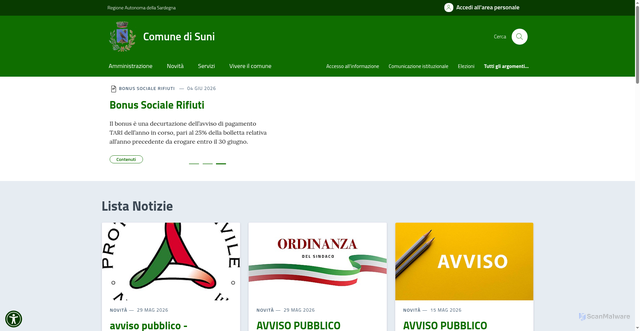 Security scan screenshot of https://www.comune.suni.or.it