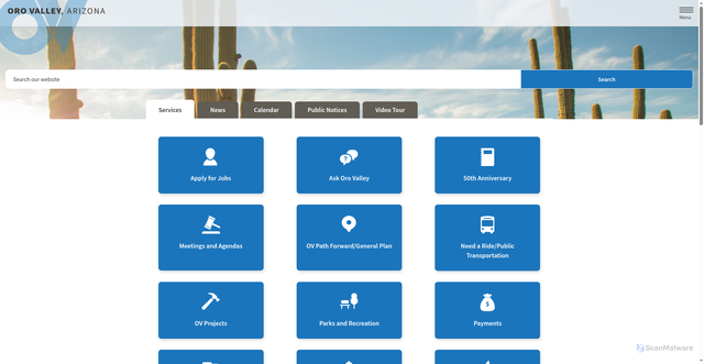 Security scan screenshot of https://www.orovalleyaz.gov/