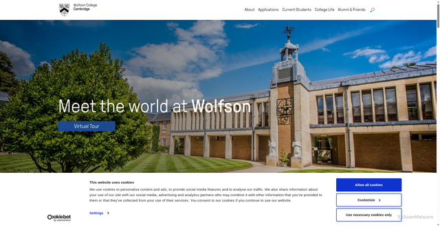 Security scan screenshot of https://www.wolfson.cam.ac.uk/