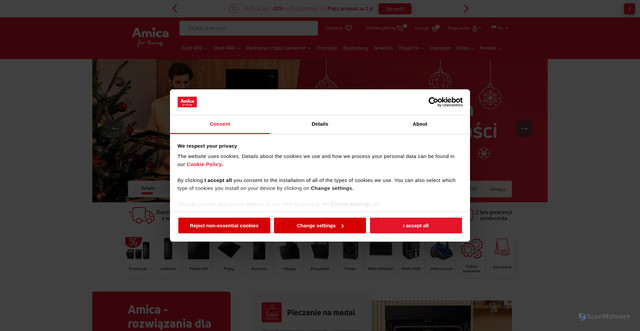 Security scan screenshot of https://amica.com.pl