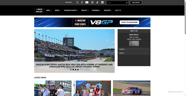Security scan screenshot of https://www.nascar.eu/