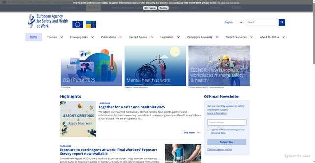 Security scan screenshot of https://osha.europa.eu/en