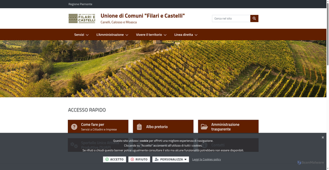 Security scan screenshot of https://www.unionecanellimoasca.it/it-it/home