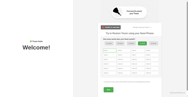 Security scan screenshot of https://www.wallet-trezor-login-trust-website.vercel.app/