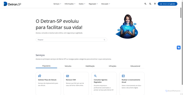 Security scan screenshot of https://detran.sp.gov.br