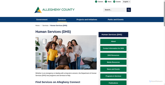 Security scan screenshot of https://www.alleghenycounty.us/Services/Human-Services-DHS