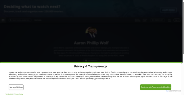 Security scan screenshot of https://movieo.me/people/aaron-phillip-wolf-mxwbkbj