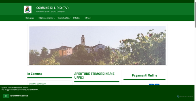 Security scan screenshot of https://www.comune.lirio.pv.it/hh/index.php